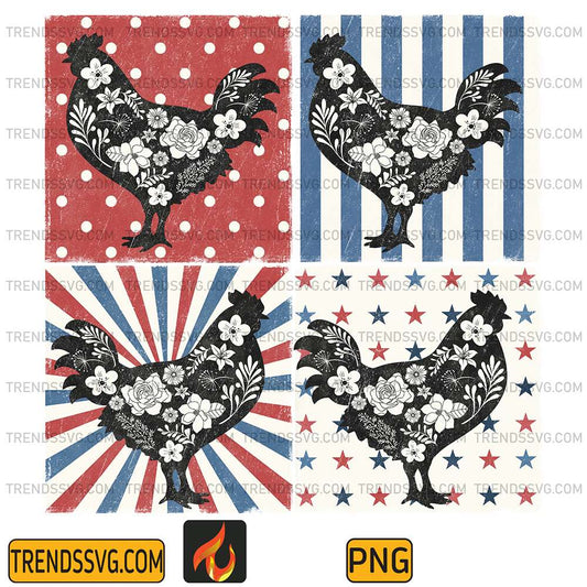 Patriotic-Floral-Chicken-4th-Of-July-Png