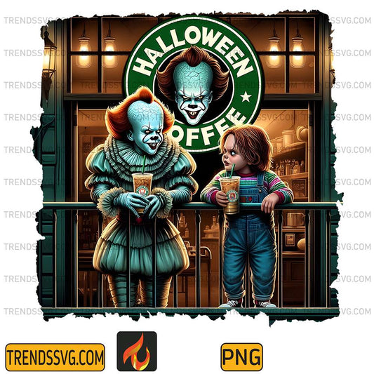 Pennywise-And-Chucky-Halloween-Coffee-Png