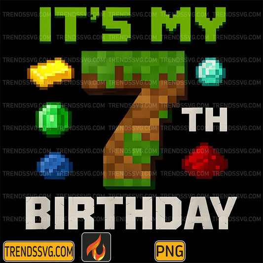 Pixel-Level-7-Birthday-Kids-Gamer-Party-Png