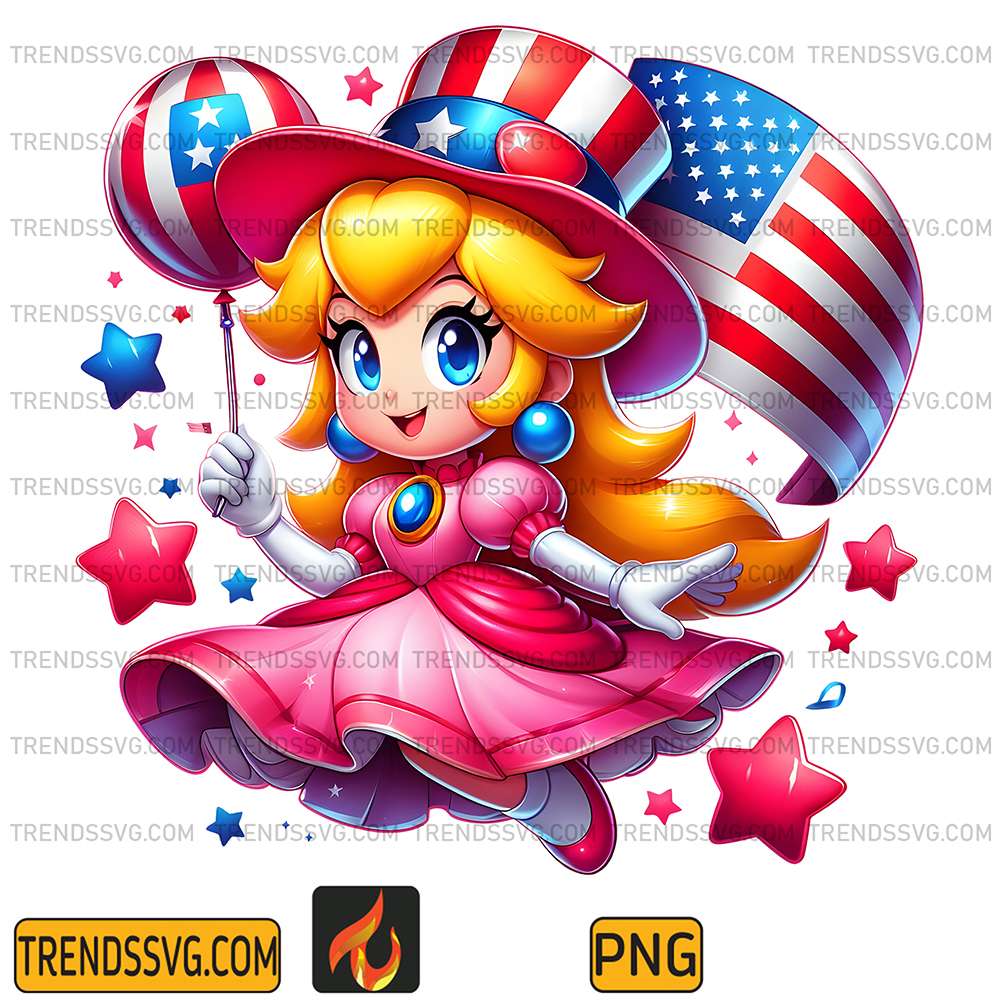 Princess-Peach-America-4th-Of-July-Png
