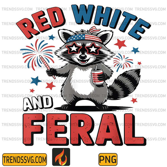 Raccoon-4th-Of-July-Red-White-Feral-Png