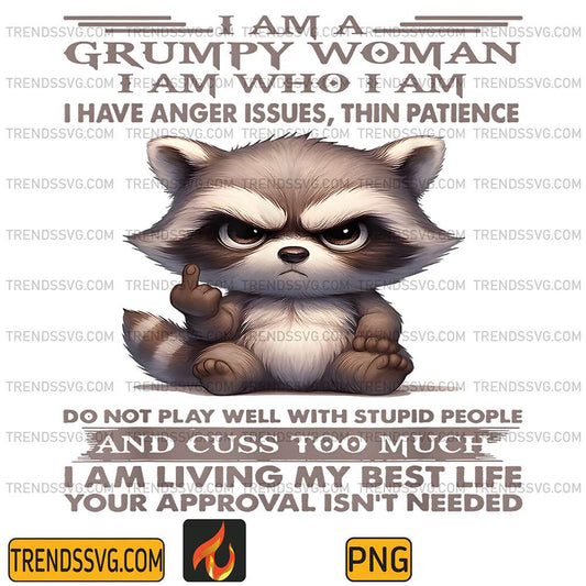 Raccoon-I-Am-A-Grumpy-Old-Woman-I-Am-Who-I-Am-I-Have-Anger-Issue-Thin-Patience-Png