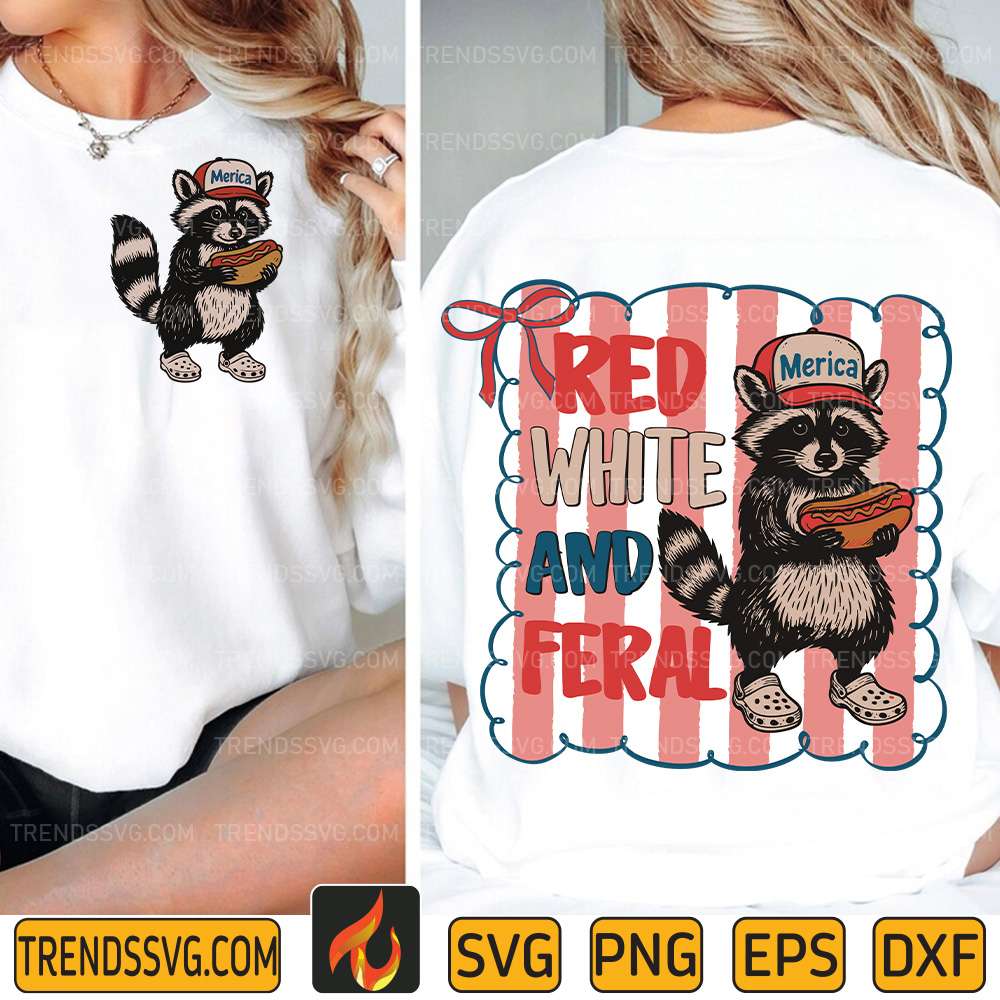 Raccoon-Red-White-And-Feral-Svg