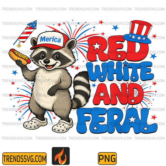 Red-White-And-Feral-4th-Of-July-Raccoon-Hot-Dog-America-Png-3