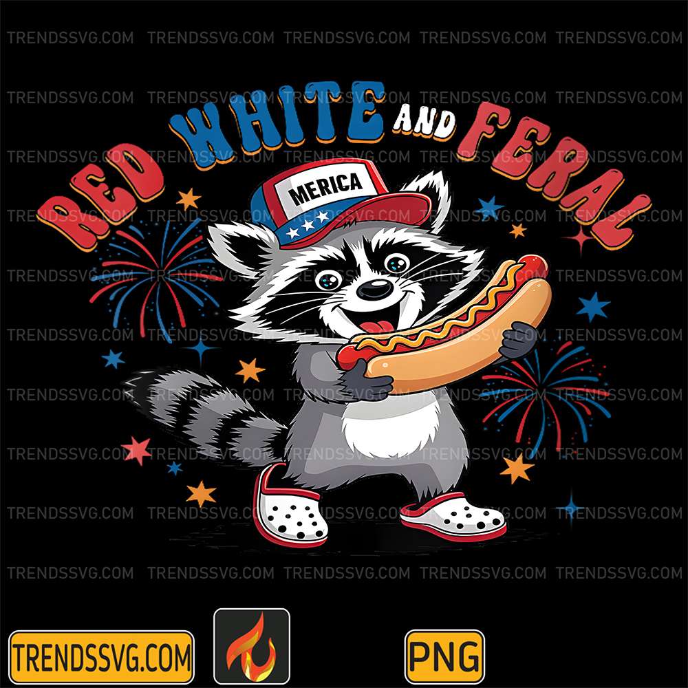 Red-White-And-Feral-Raccoon-USA-4th-Of-July-Png