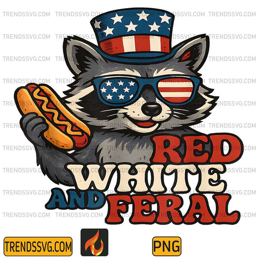 Red-White-And-Feral-Racoon-4th-Of-July-Png