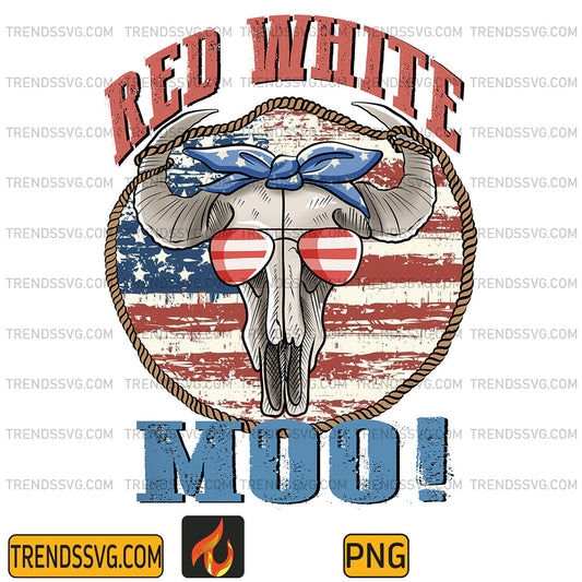 Red-White-Moo-4th-Of-July-Png