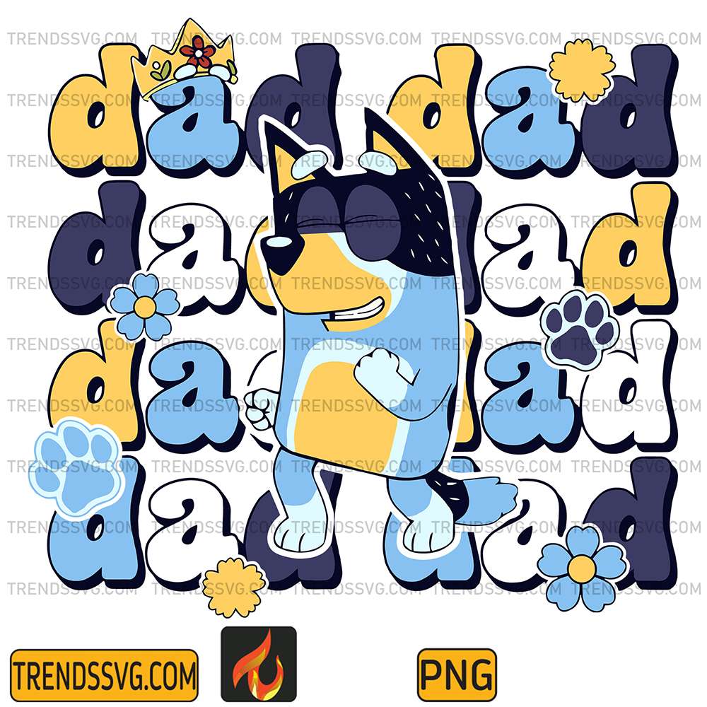 Retro Bluey Dad Bandit Heeler Png TRENDSSVG