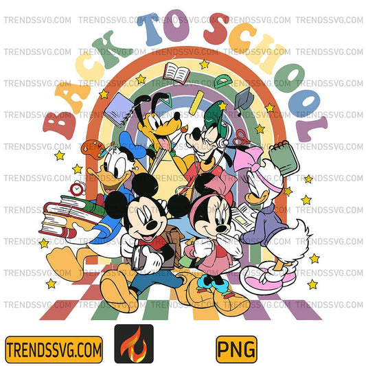 Retro-Disney-Back-To-School-Mickey-And-Friend-Rainbow-Png