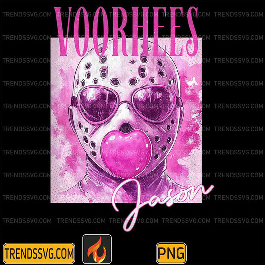 Retro-Halloween-Horror-Jason-Voorhess-Characters-Blowing-Bubble-Png