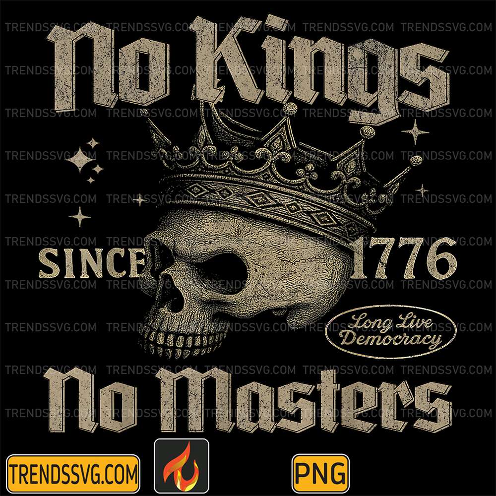Retro-No-Kings-No-Masters-Since-1776-Gothic-Skull-Crown-Png