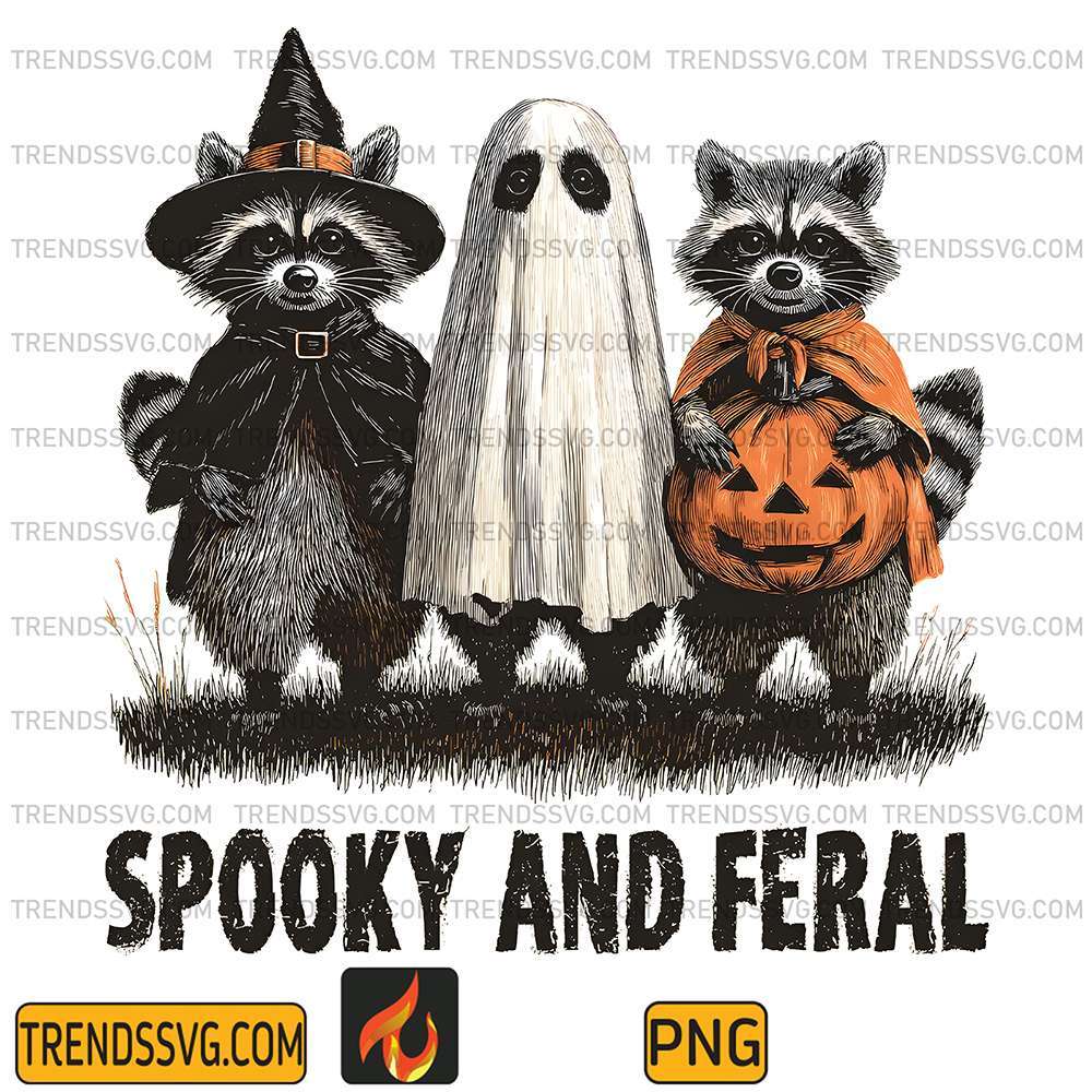 Retro-Spooky-And-Feral-Raccoon-Png