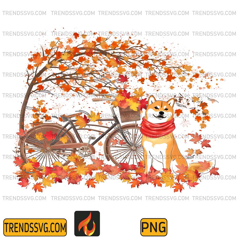 Shiba-Inu-Dog-Autumn-Fall-Cycling-Lover-Png