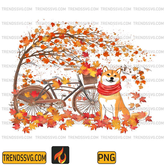 Shiba-Inu-Dog-Autumn-Fall-Cycling-Lover-Png