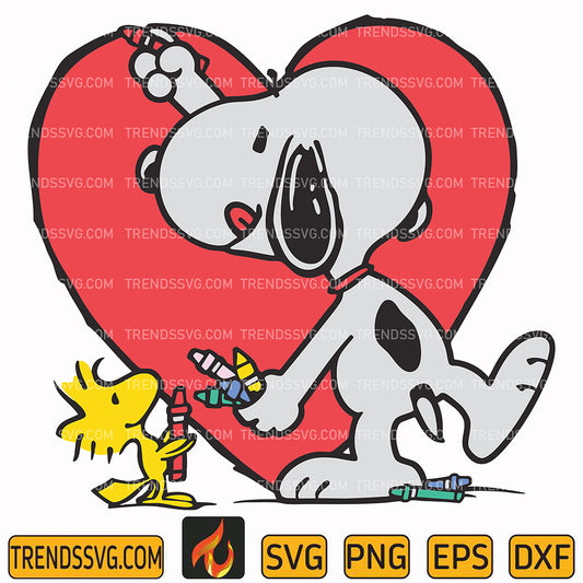 SnoopyWoodstockValentinesDaySvg