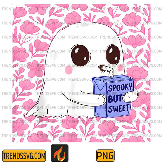 Spooky-But-Sweet-Cute-Ghost-with-Floral-Halloween-Png