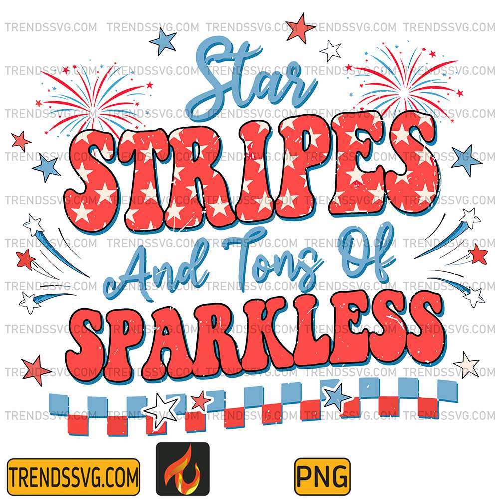 Star-Stripes-And-Tons-Of-Sparkless-4th-Of-July-Png