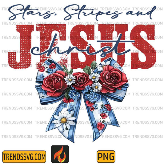 Stars-Stripes-And-Jesus-Christ-4th-Of-July-Coquette-Bow-Png