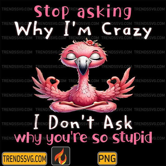 Stop Asking Why I'm Crazy I Don't Ask Why You're So Stupid Flamingo Lovers Png TRENDSSVG