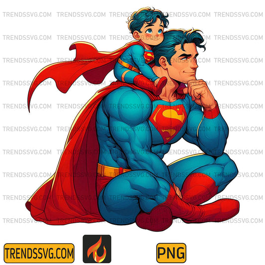 Super Man Dad And Son Png TRENDSSVG