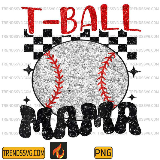 T-Ball-Mama-Softball-Mom-Checkered-Png