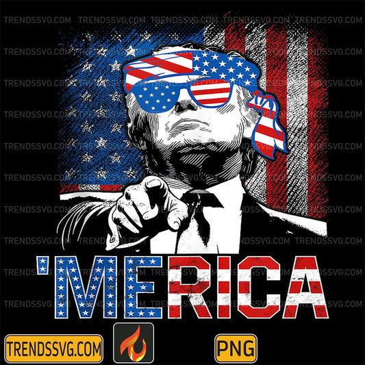 Trump-Merica-4th-Of-July-47th-President-American-Flag-Png