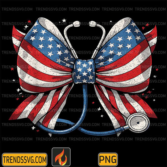 USA-Flag-Stethoscope-Coquette-Bow-RN-Nurse-4th-Of-July-Png