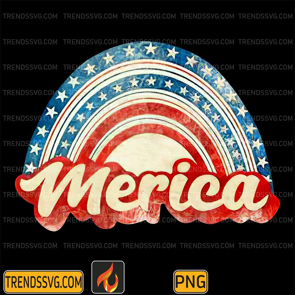 Vintage-Rainbow-America-4th-Of-July-Png