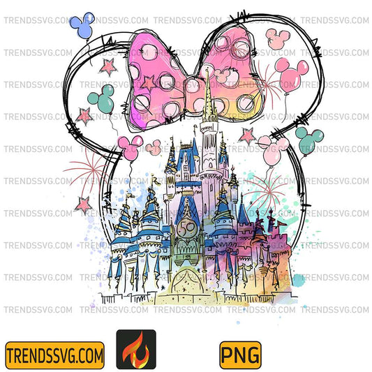 Watercolor Castle Minnie Mouse Era Png TRENDSSVG