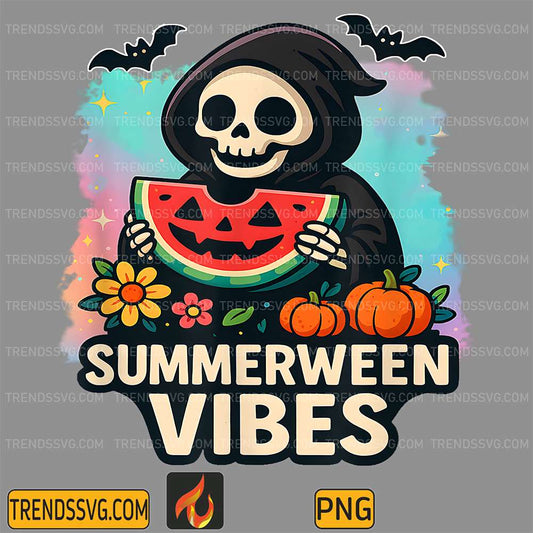 Watermelon-Ghost-Summerween-Retro-Skeleton-Vibes-Png