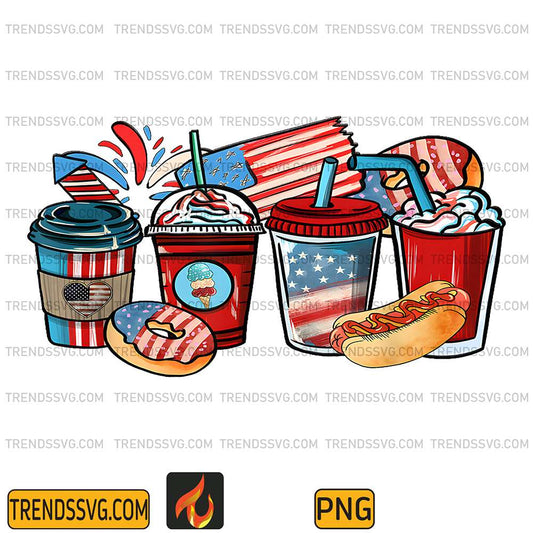 Western-4th-Of-July-Coffee-Cups-Independence-US-Flag-Png
