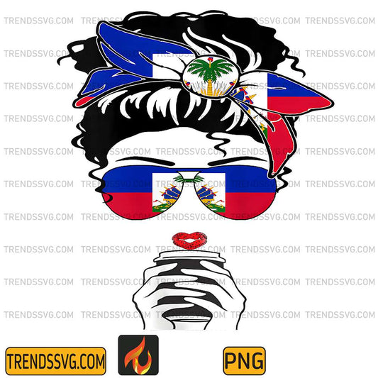 Womens-Cool-Haitian-Coffee-Mama-Mommy-Girl-Aunt-Haiti-Flag-Png